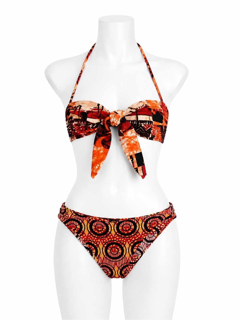Jean Paul Gaultier Soleil Vintage Orange Red Multi-Print Bikini